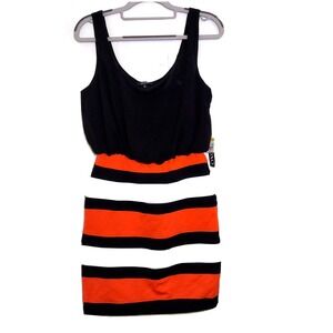 XOXO Dress M Sheath Chiffon‎ Blouson Top Bodycon Pencil Retro nautical Striped